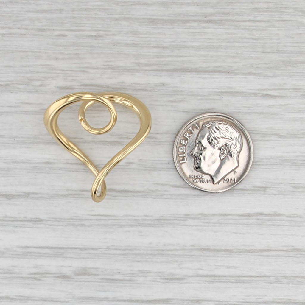 Abstract Swirling Open Heart Pendant 18k Yellow Gold