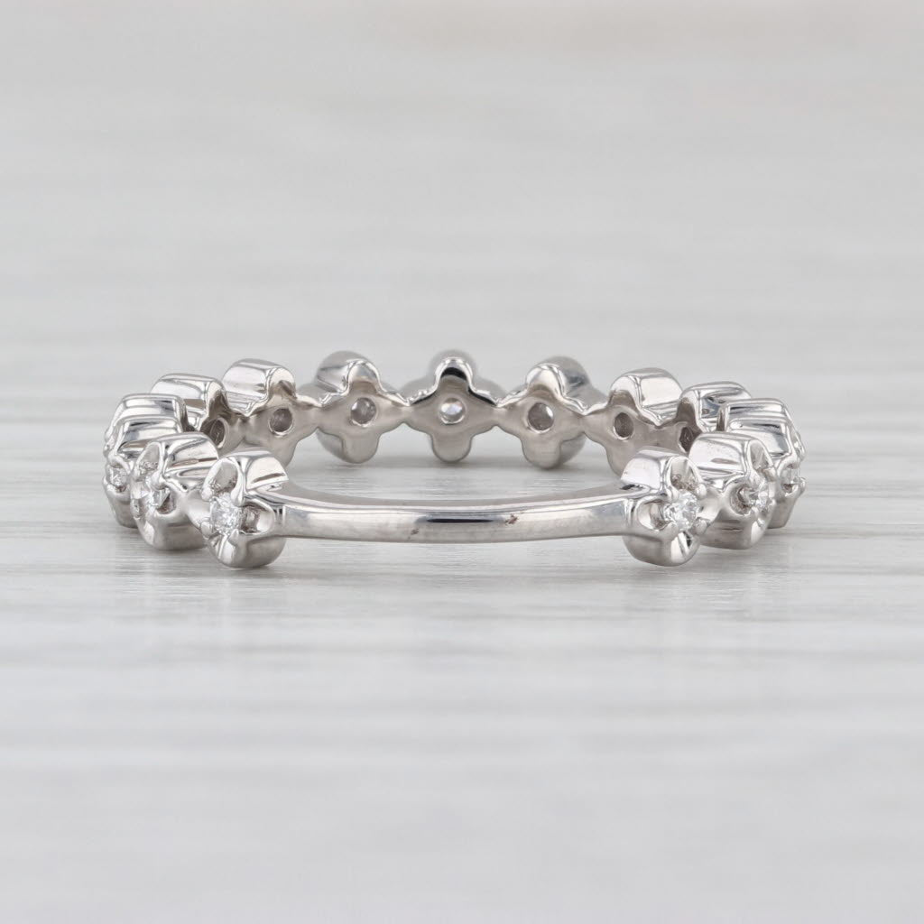 0.18ctw Diamond Wedding Anniversary Band 18k White Gold Stackable Size 6.5