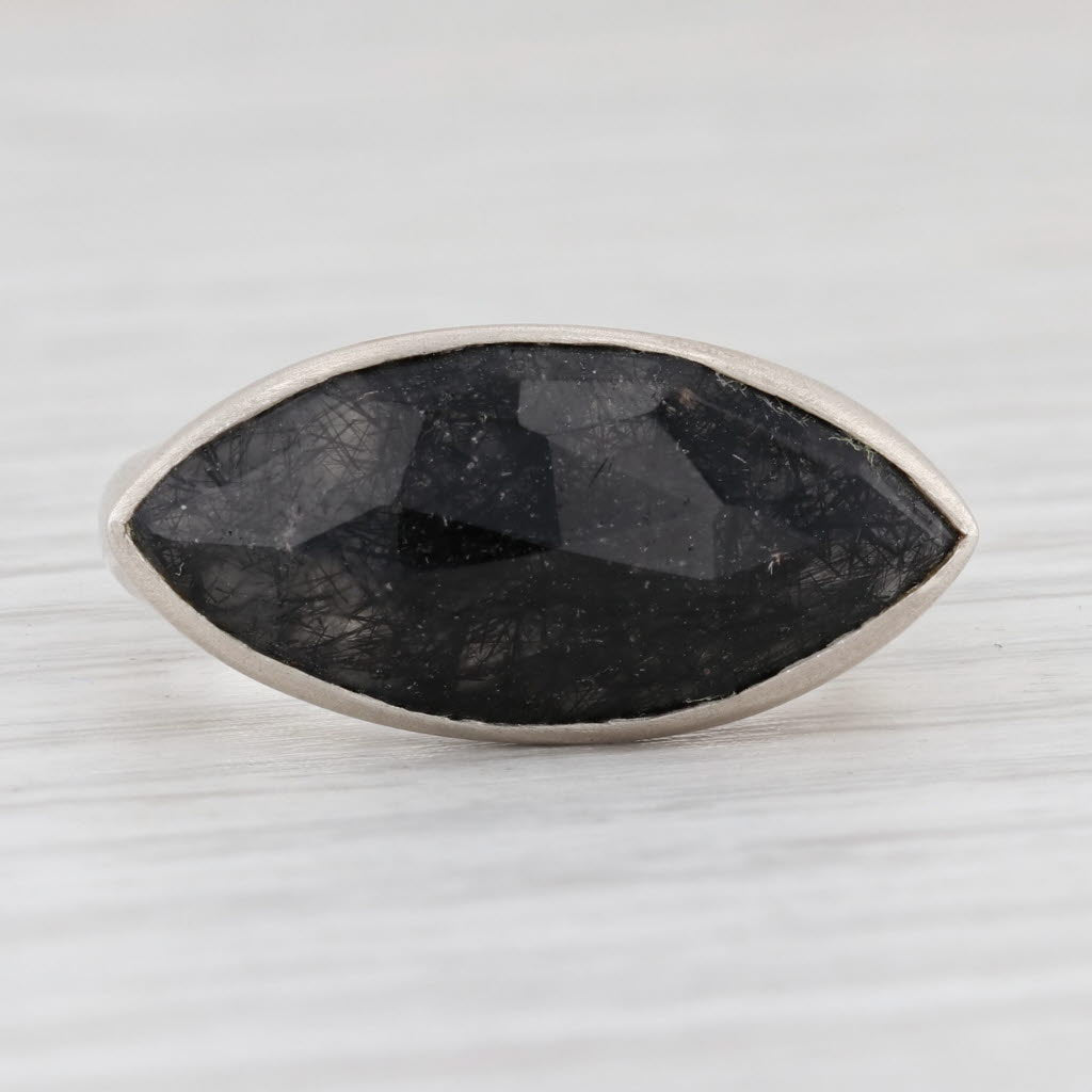 New Nina Wynn Tourmalinated Quartz Statement Ring Sterling Silver Size 7.25