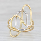 Light Gray Abstract Oval Statement Ring 18k Yellow White Gold Size 7.5
