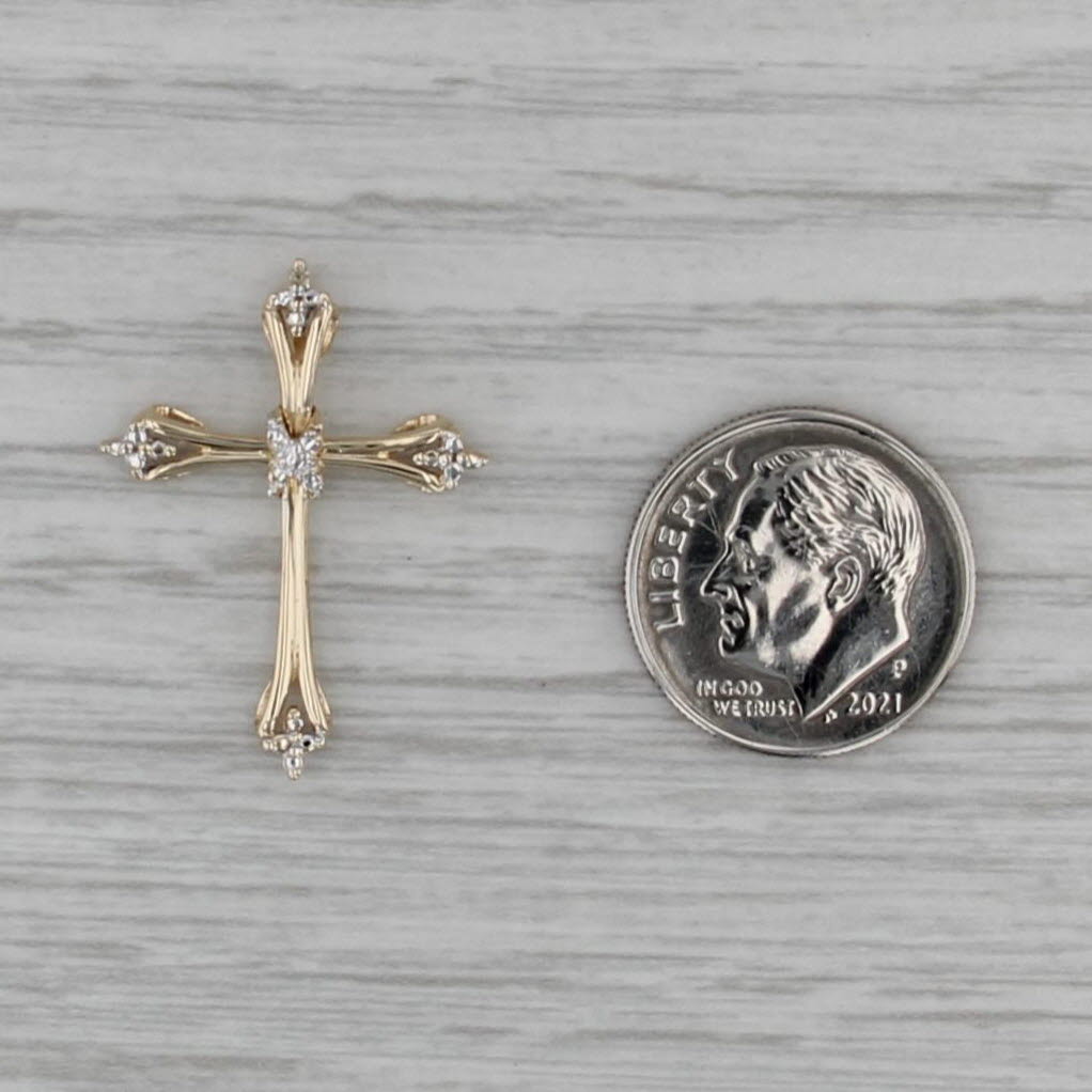Diamond Accented Cross Pendant 10k Yellow Gold