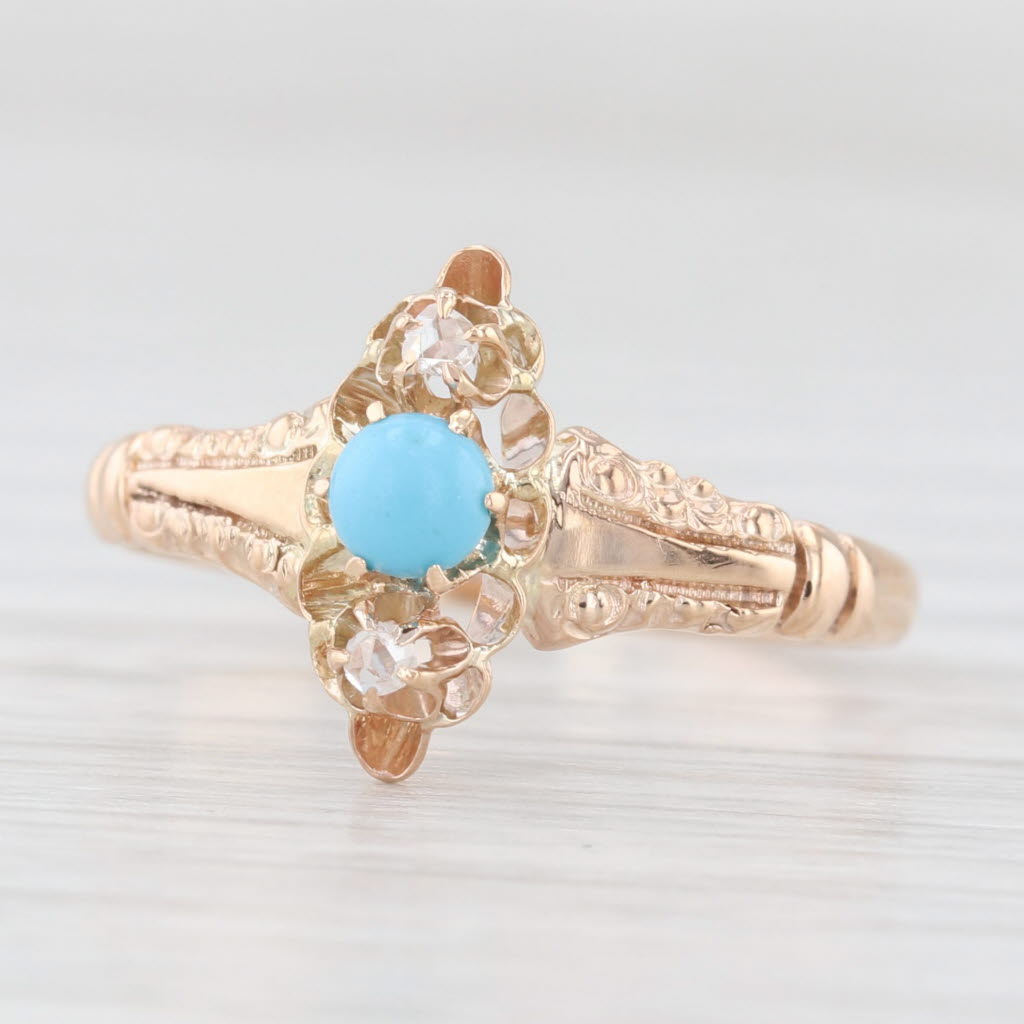 Light Gray Victorian Diamond Ring 9k Yellow Gold Size 7.5 Antique