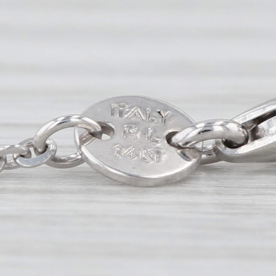 Cable Chain Necklace 14k White Gold Adjustable up to 24" 0.9mm