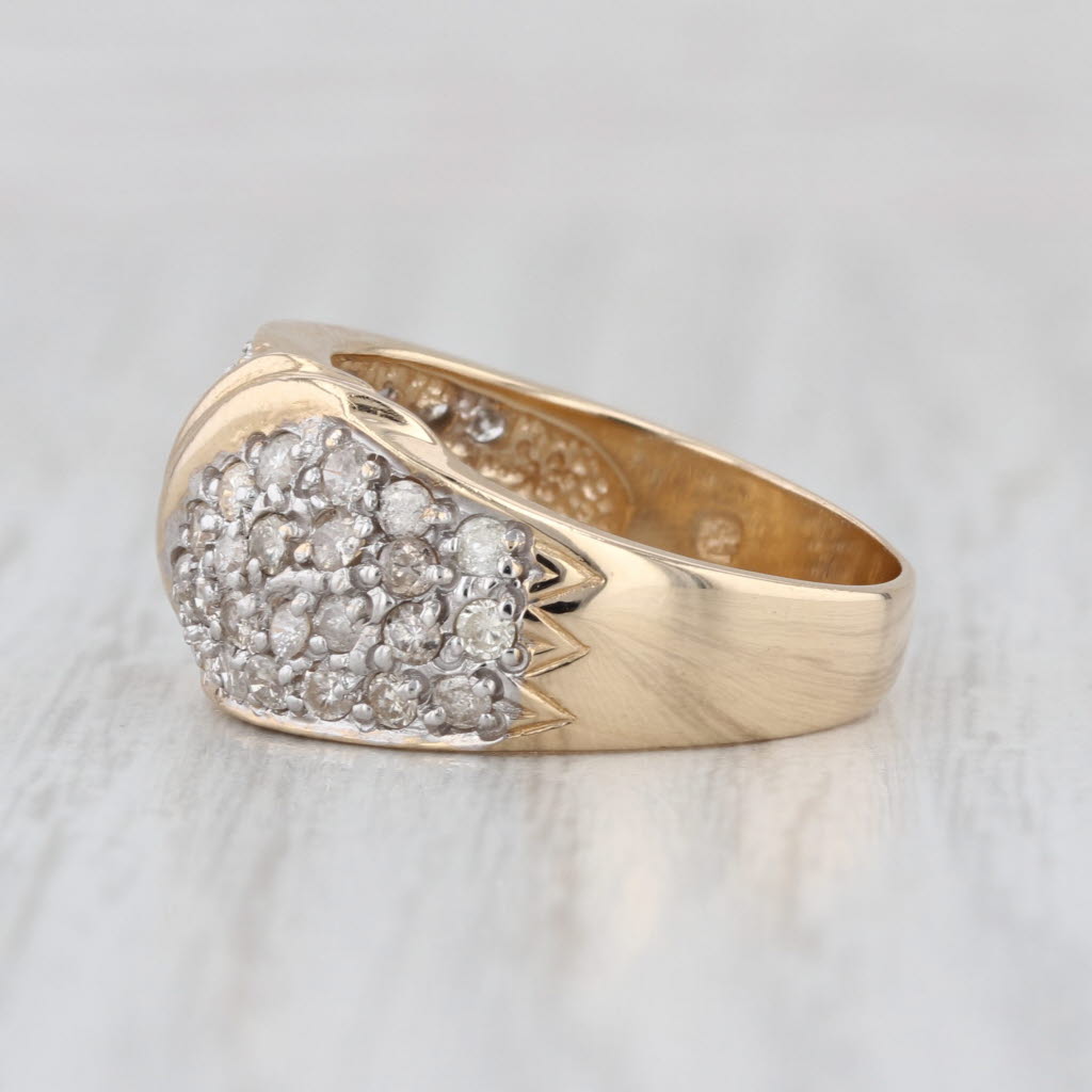0.80ctw Pave Diamond Domed Ring 14k Yellow Gold Size 6.25-6.5