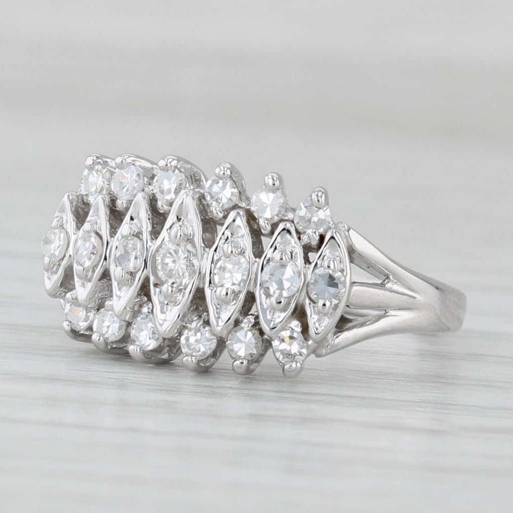Light Gray 0.36ctw Diamond Cluster Ring 14k White Gold Size 6