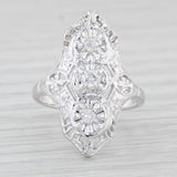 0.16ctw Diamond 3-Stone Vintage Ornate Ring 14k White Gold Size 4.5