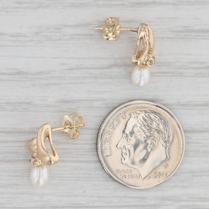 Cultured Pearl Stud Earrings 10k Yellow Gold