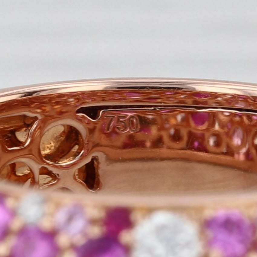 Danhier 2.05ctw Pink Sapphire Diamond Pave Ring 18k Rose Gold Size 6.75 Band