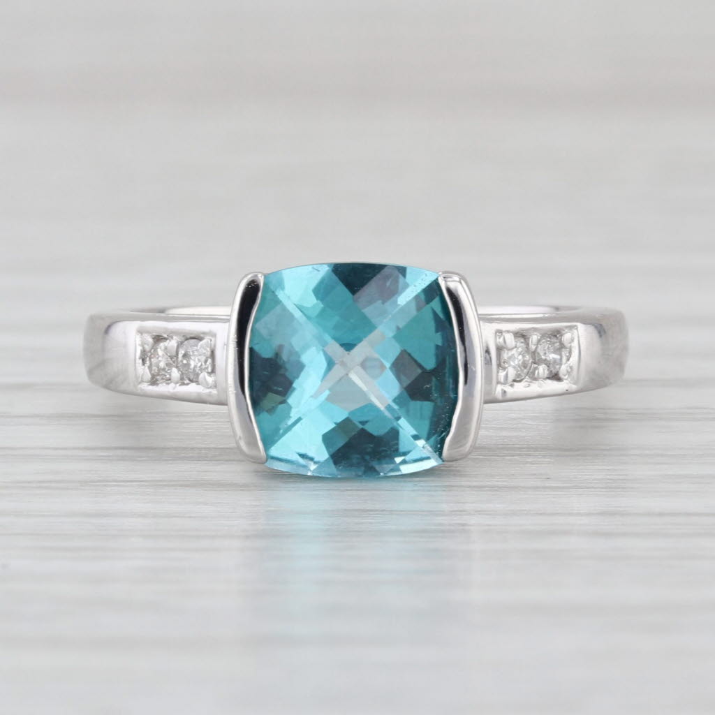 2.67ctw Mystic Teal Topaz Diamond Ring 10k White Gold Size 7