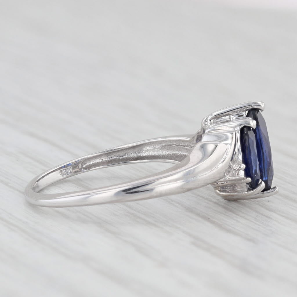 Light Gray 1.50ctw Marquise Blue Lab Created Sapphire 3-Stone Ring 10k Gold Diamond Size 6