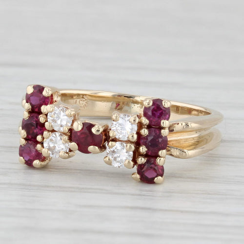 Light Gray 0.75ctw Ruby Diamond Bowtie Ring 14K Yellow Gold Ring Size 5.75