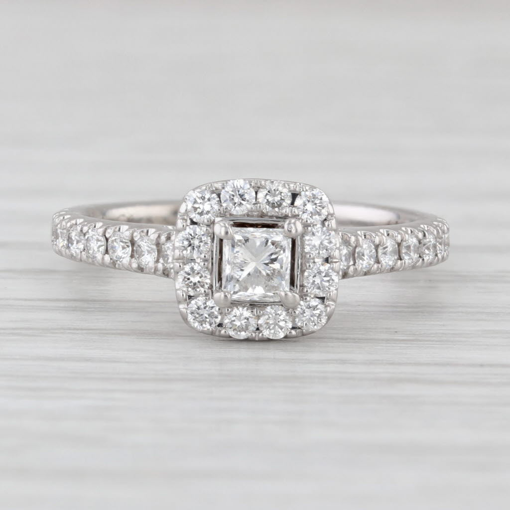 Neil Lane Princess Diamond Halo Engagement Ring 14k White Gold Size 5.25