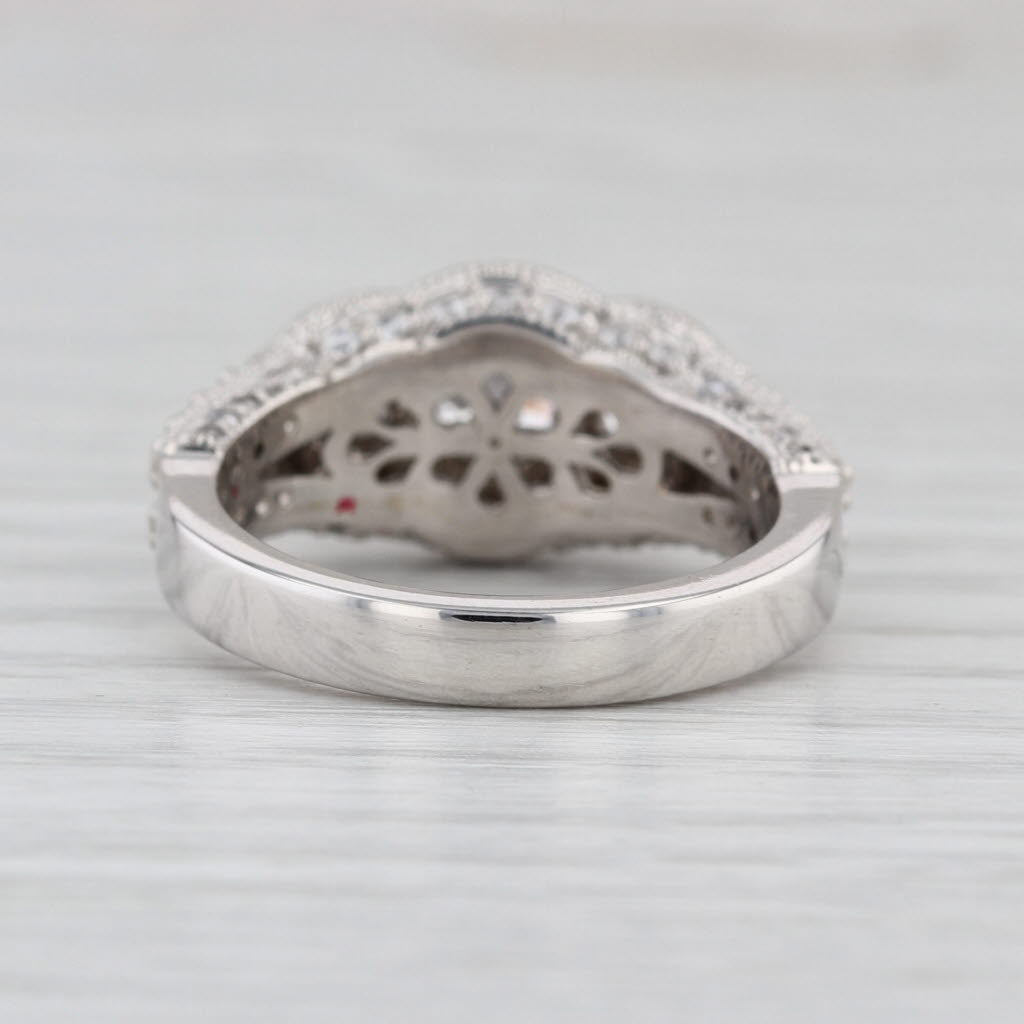 2.01ctw Diamond 3-Stone Engagement Ring 14k White Gold Size 6.75 Pave Accents