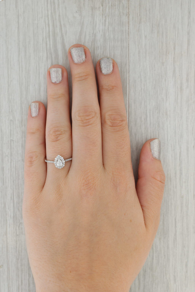 Dark Gray 0.32ctw Teardrop Diamond Halo Engagement Ring 10k White Gold Size 9.75 Pear