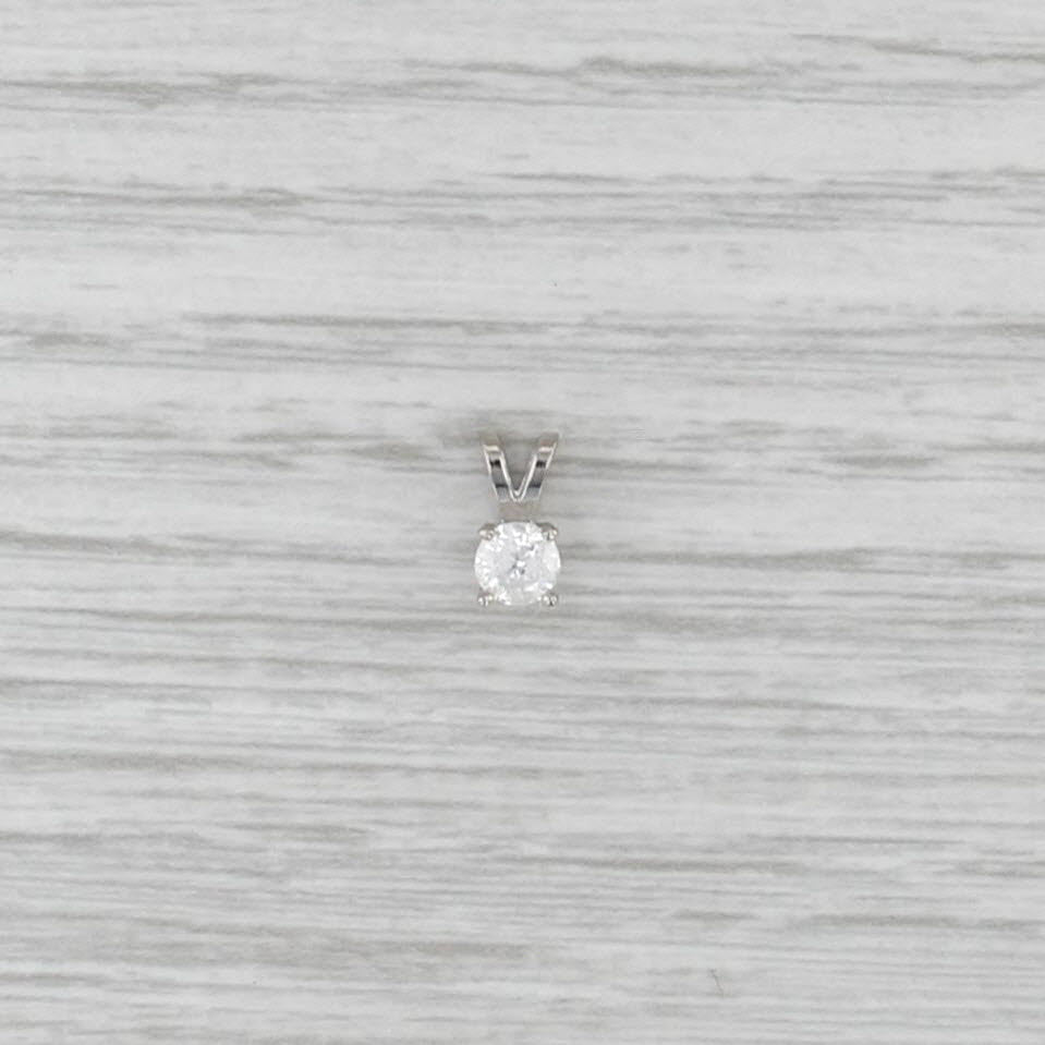 New 0.30ct Diamond Solitaire Pendant 14k White Gold 4 Prong Small Round Drop