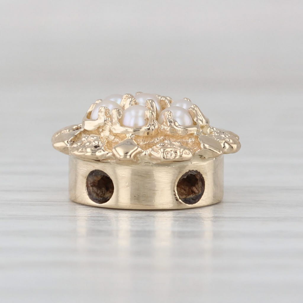Cultured Pearl Slide Bracelet Charm 14k Gold Vintage Richard Klein