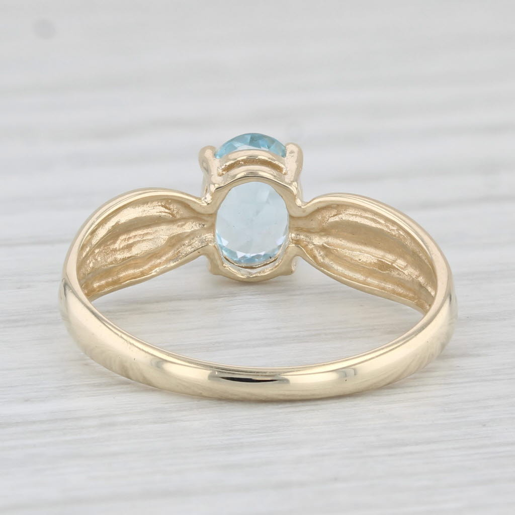 Light Gray 0.70ct Oval Blue Topaz Solitaire Ring 10k Yellow Gold Size 7.25