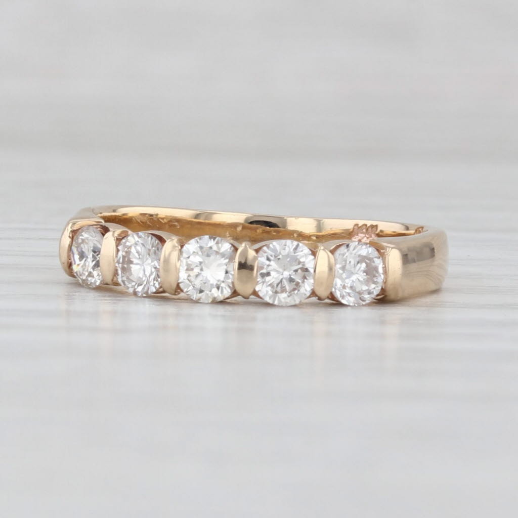 Light Gray 0.62ctw Diamond Wedding Band 14k Yellow Gold Sz 6.25 Stackable Anniversary Ring