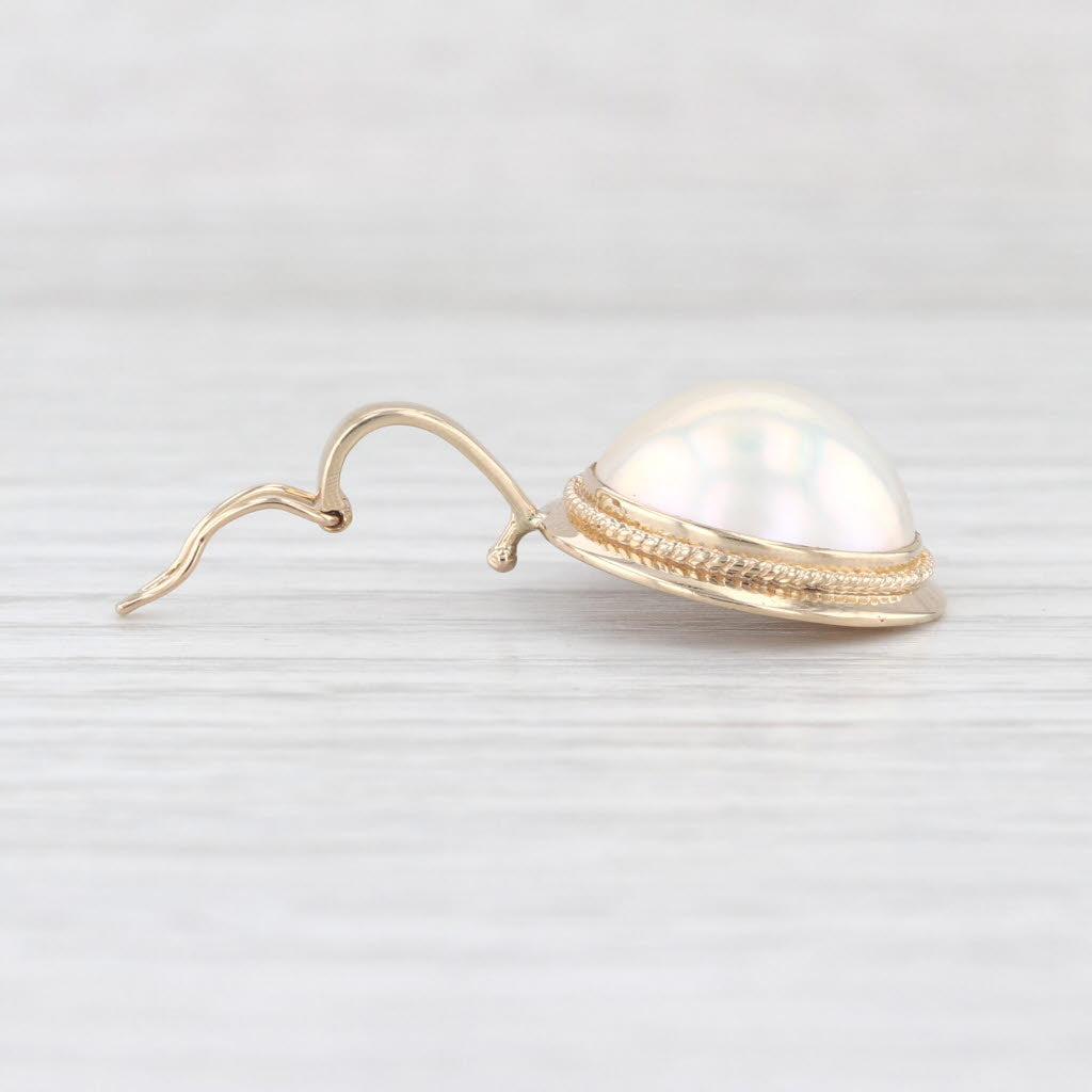 Cultured Mabe Pearl Enhancer Pendant 14k Yellow Gold clip Bail