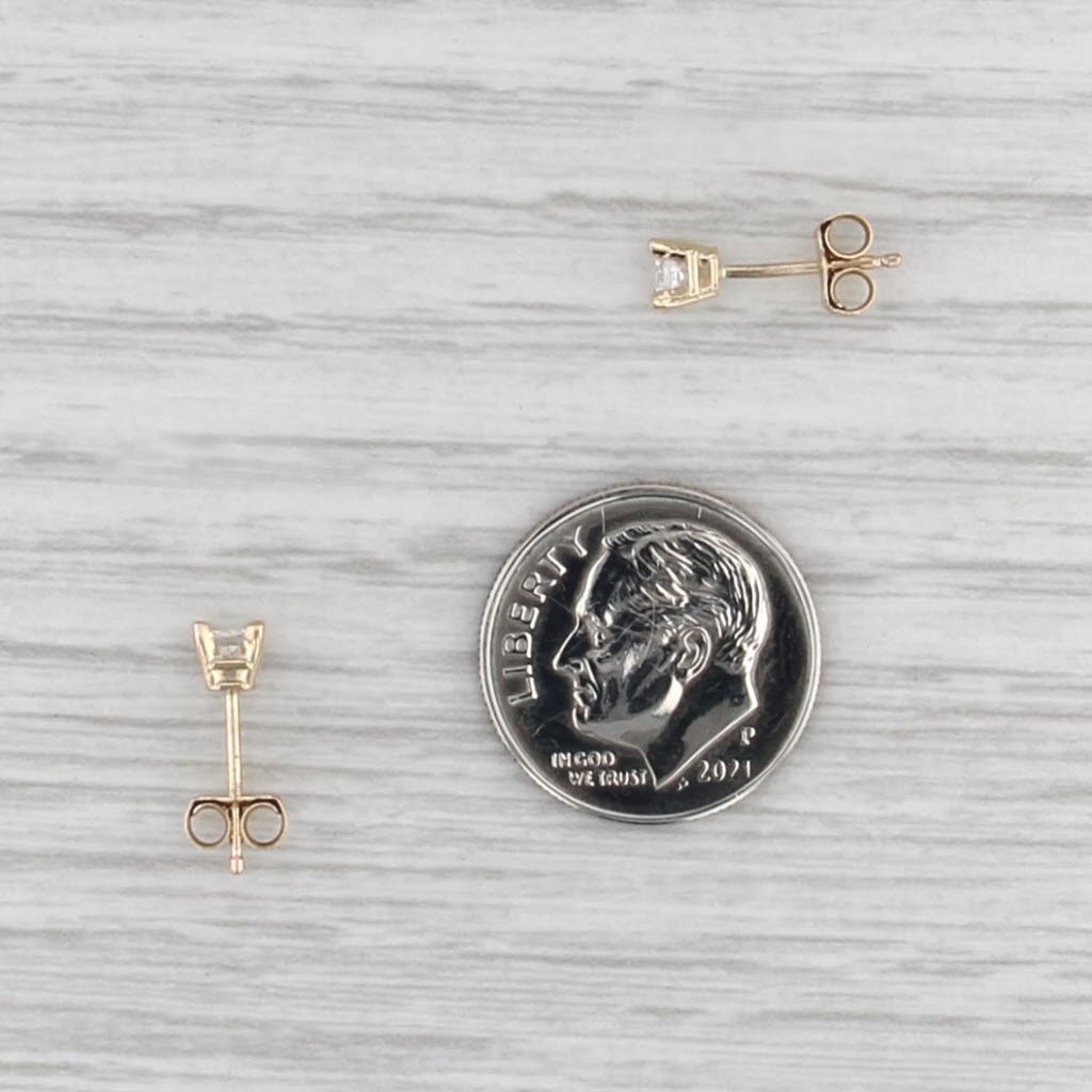 New 0.60ctw Diamond Princess Stud Earrings 14k Yellow Gold Solitaire Studs