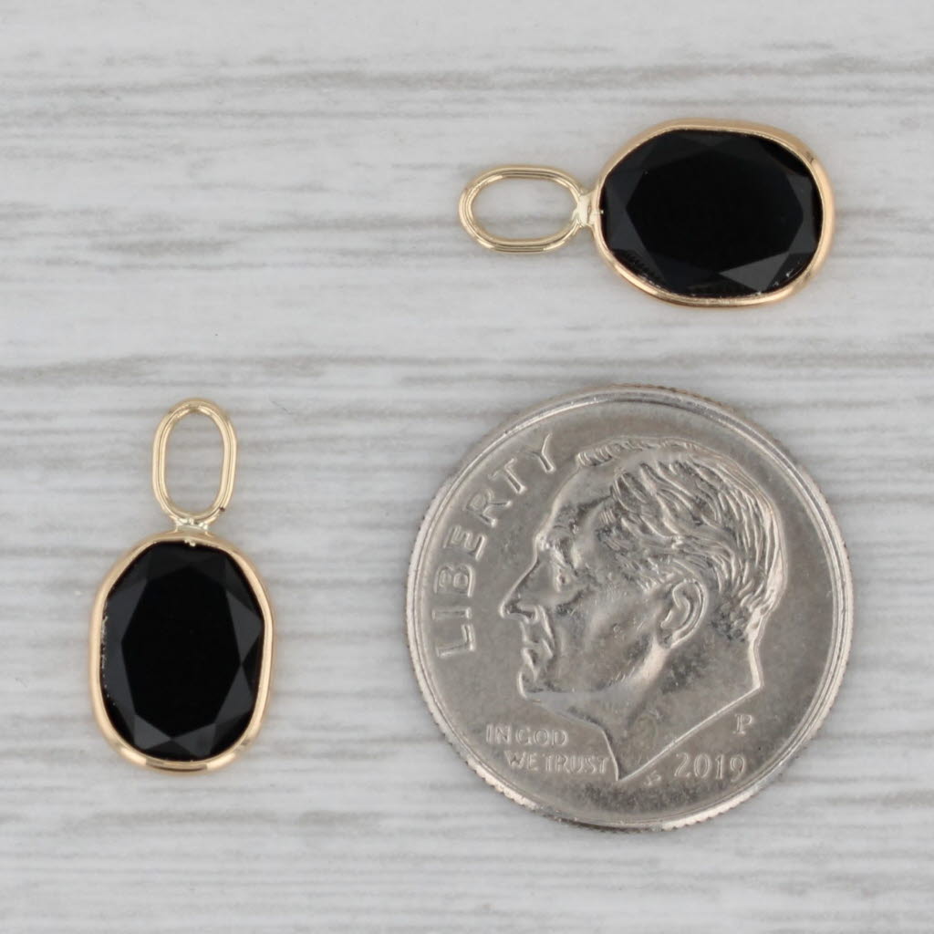 Gray Onyx Earring Enhancers Charms Pendants 14k Yellow Gold