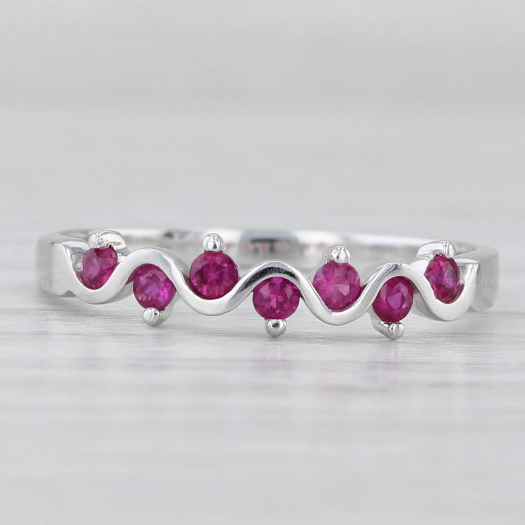 Light Gray New 0.20ctw Ruby Stackable Ring 14k White Gold Size 6.75 Band