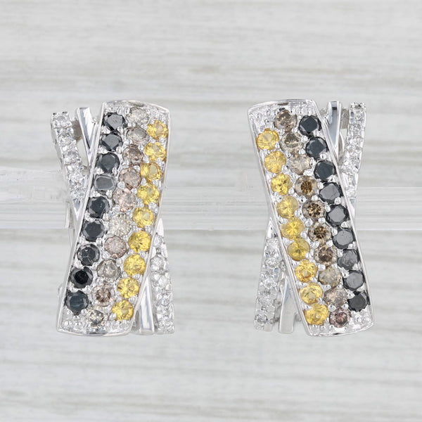 2.62ctw Multicolor Diamond X Earrings 14k White Gold Omega Backs