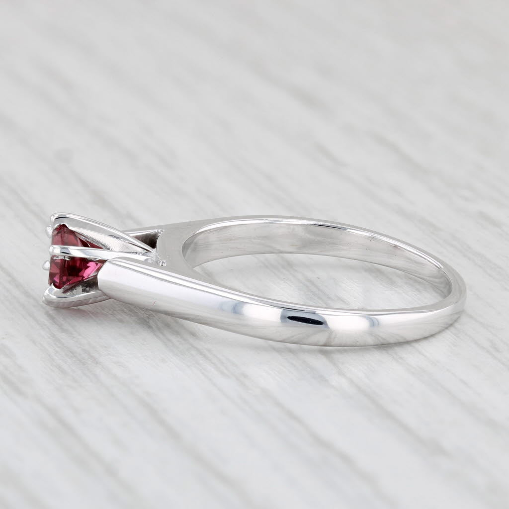 Light Gray 0.50ct Round Pink Tourmaline Solitaire Ring 14k White Gold Size 7