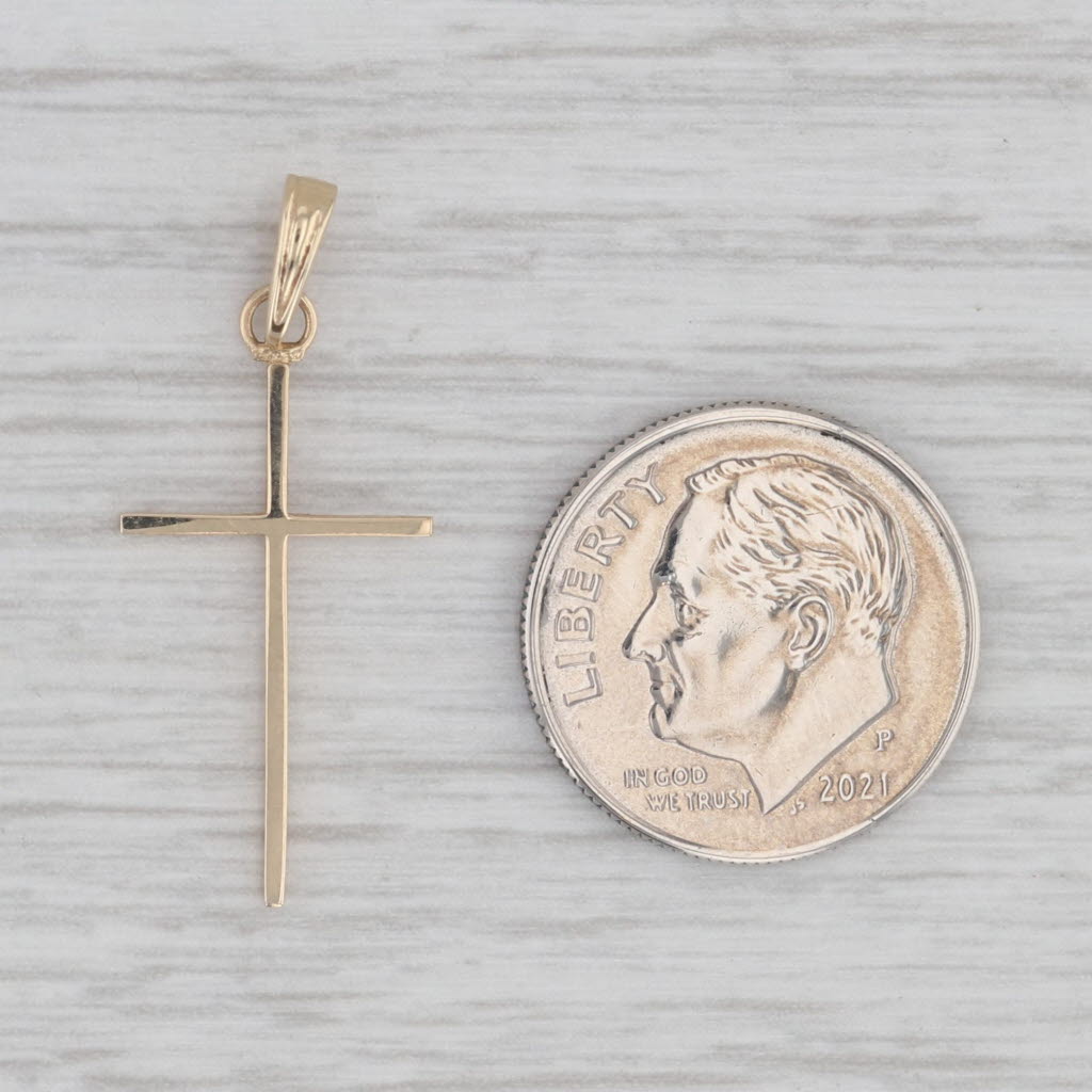 Gray New Small Cross Pendant 14k Yellow Gold Religious Jewelry