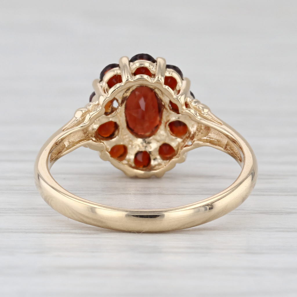 1.25ctw Oval Garnet Halo Cluster Ring 14k Yellow Gold Size 6.5