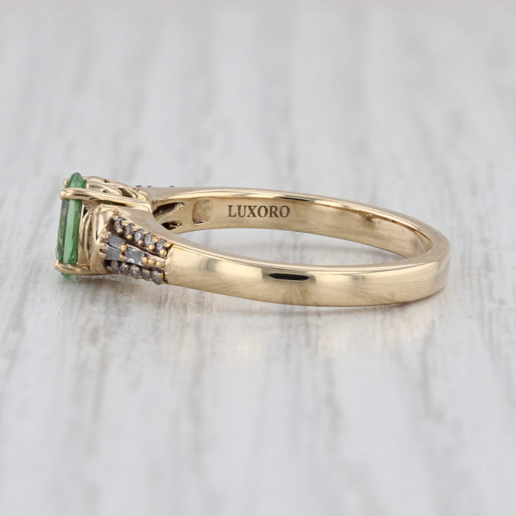 Luxoro 0.98ctw Green Tsavorite Garnet Diamond Ring 10k Yellow Gold Size 8