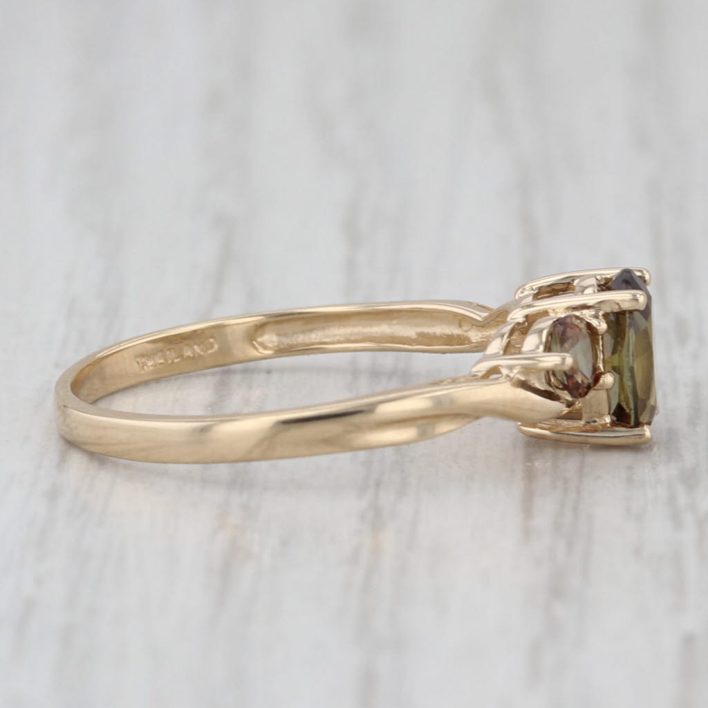 0.78ctw Green Brown Oval Andalusite 14k Yellow Gold Size 8