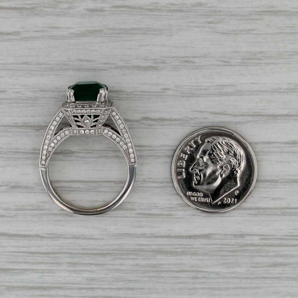 S Kashi 3.15ctw Emerald Diamond Halo Ring 14k White Gold Size 5.25 Engagement