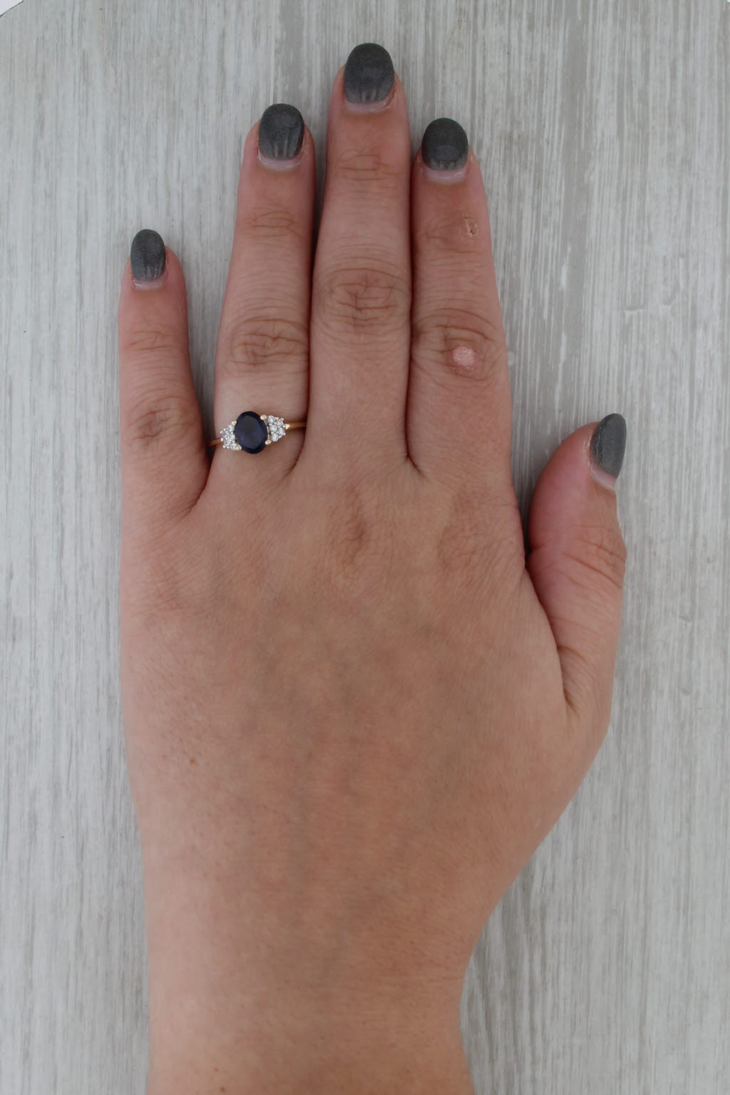 1ctw Oval Blue Iolite Zircon Ring 10k Yellow Gold Size 7.25