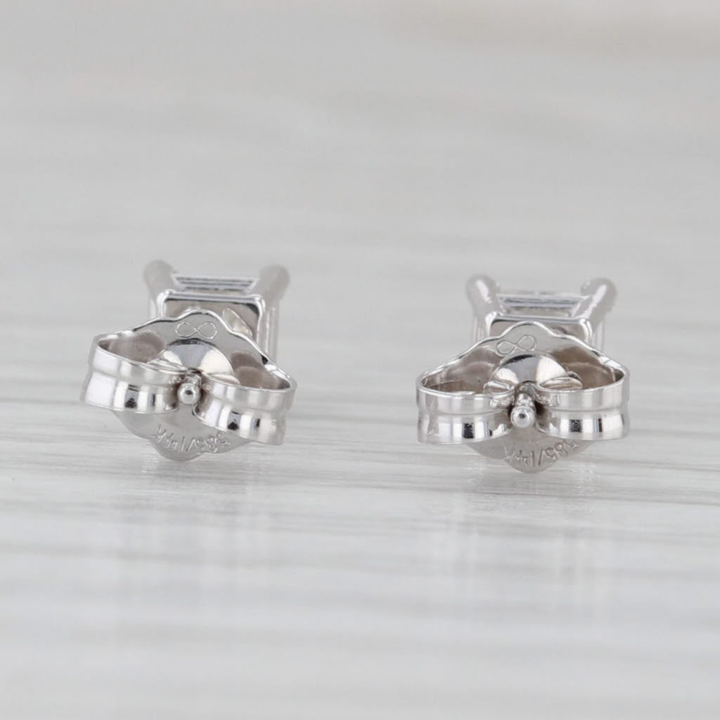 Gray 0.56ctw Princess Diamond Solitaire Stud Earrings 14k White Gold