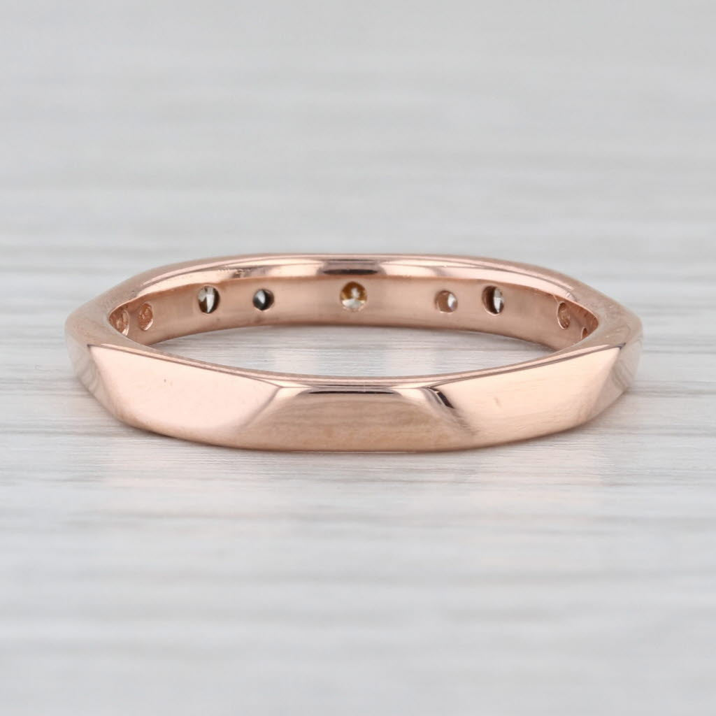 0.16ctw Diamond Wedding Band 14k Rose Gold Stackable Anniversary Ring Size 6.75