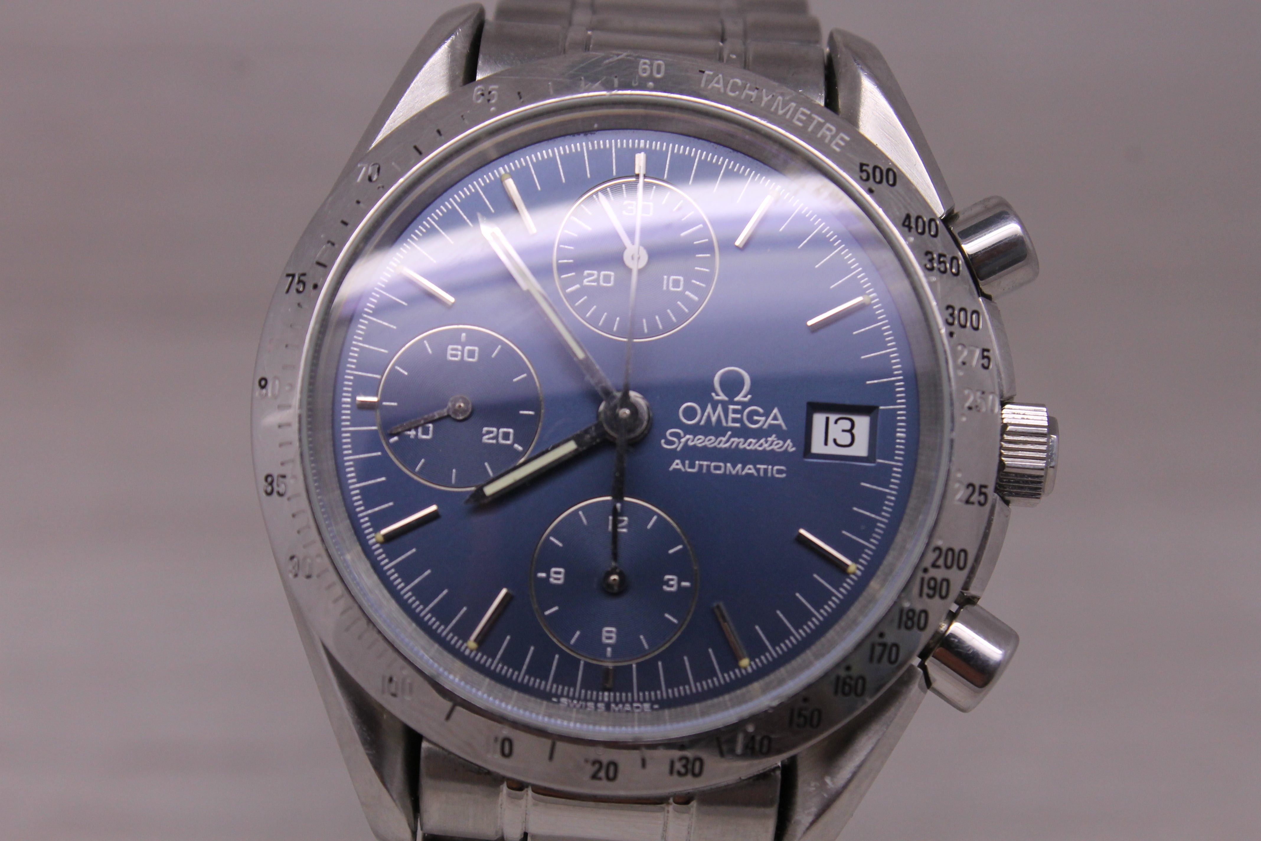 Omega Speedmaster Steel 39mm Automatic Watch Swiss Chronograph Date Blue 3511.80