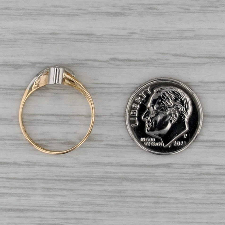 Lapponia 0.10ctw Diamond Solitaire 2-Toned Ring 18k Yellow White Gold Size 5