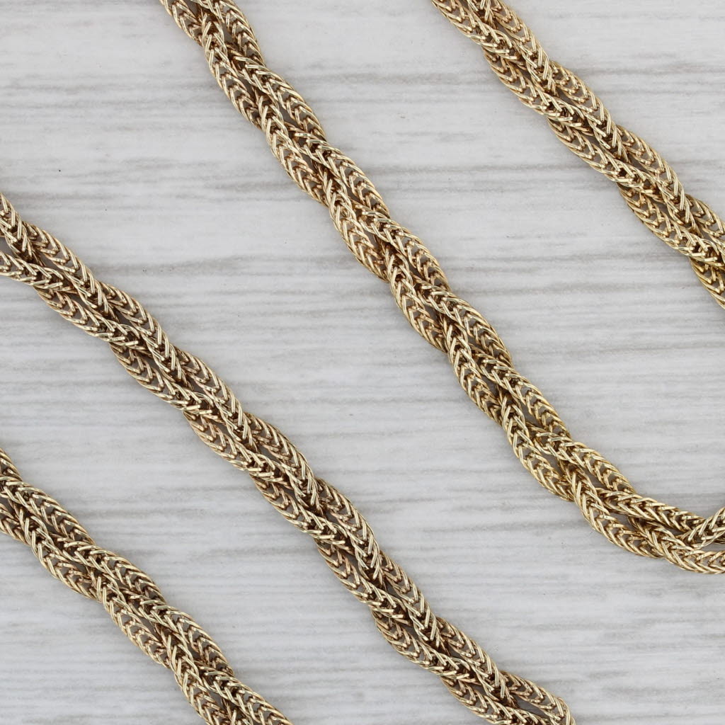 Gray Vintage Woven Wheat Chain Necklace 14k Yellow Gold 16.5" 3.7"