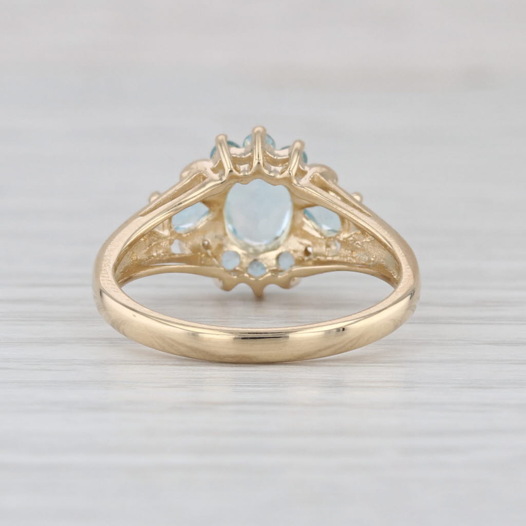1.53ctw Blue Topaz Diamond Halo Ring 14k Yellow Gold Size 7