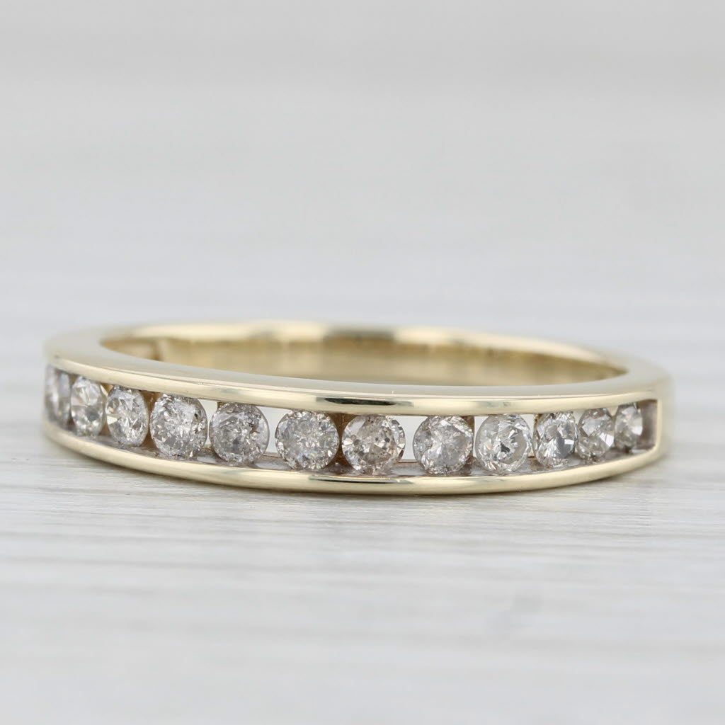 Light Gray 0.45ctw Diamond Wedding Band 10k Yellow Gold Size 7 Stackable Anniversary Ring