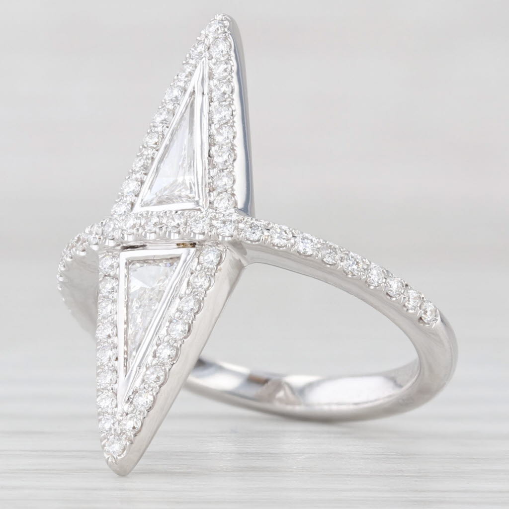Light Gray New 0.78ctw Diamond Marquise Ring 18k White Gold Size 6.5