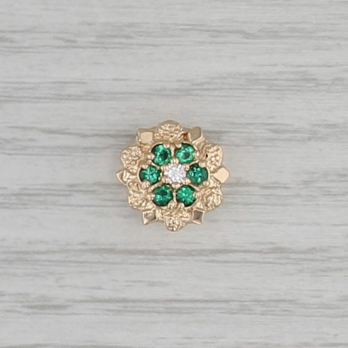 Richard Glatter 0.40ctw Emerald Diamond Slide Bracelet Charm 14k Yellow Gold