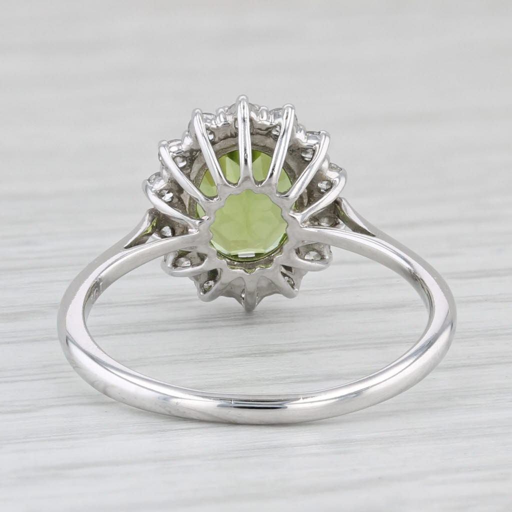 Light Gray 2.55ctw Peridot Diamond Halo Ring 14k White Gold Size 8.5