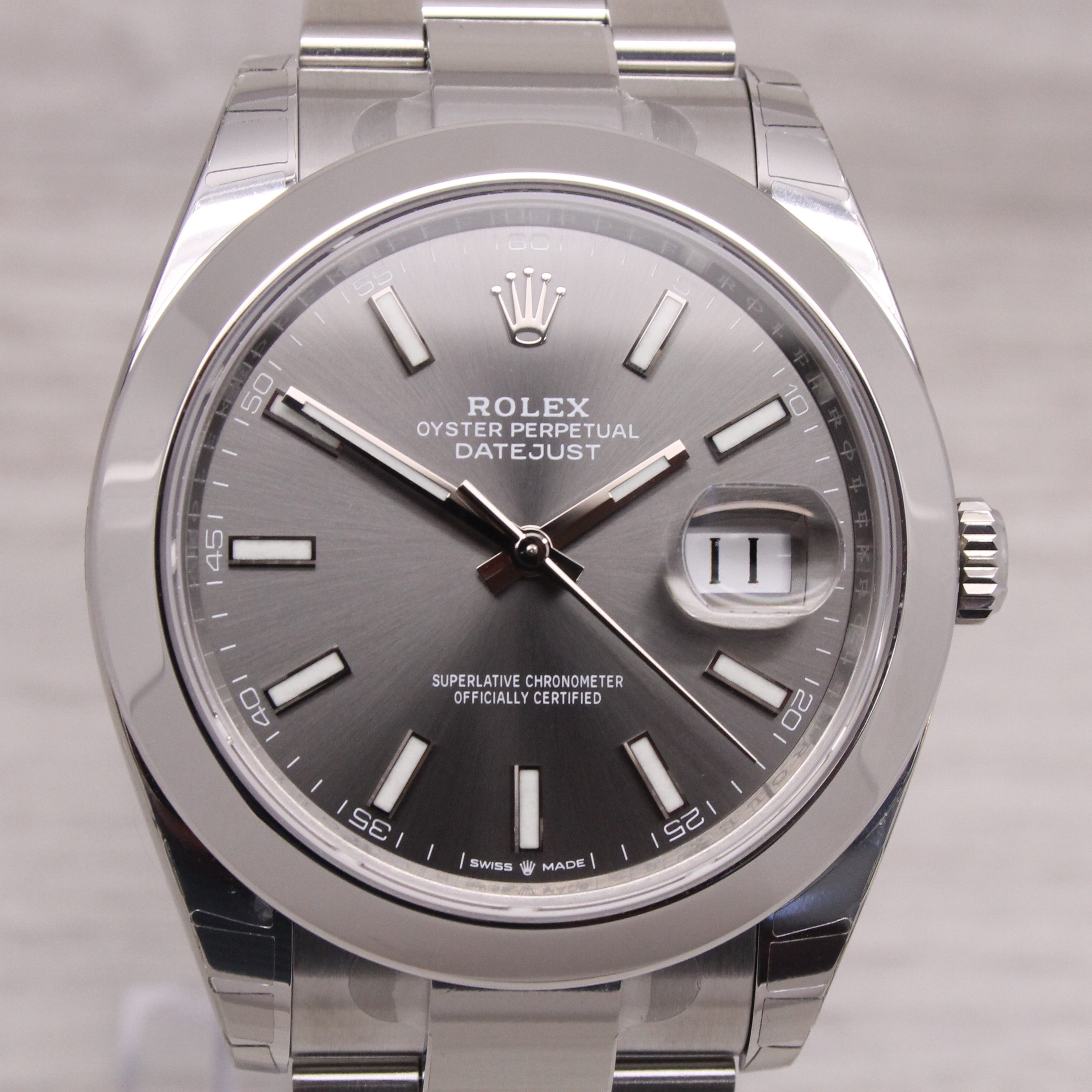 Dark Gray 2023 Rolex 126300 Men 41mm Steel Datejust Watch Box Card Papers Unworn Stickered