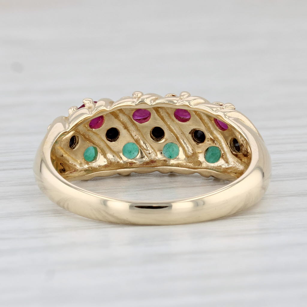 Light Gray 1.42ctw Gemstone Ring 14k Yellow Gold Size 8 Ruby Emerald Sapphire