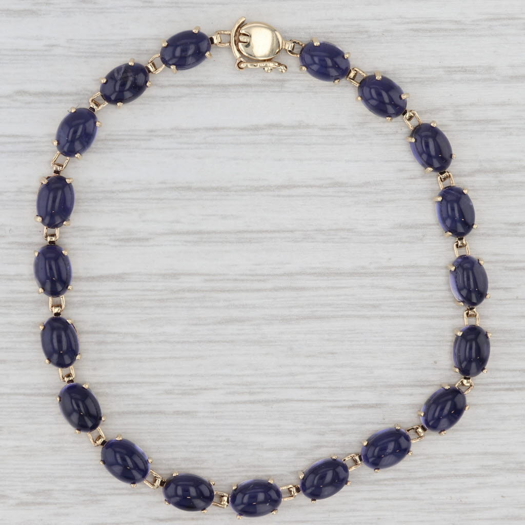 Blue Iolite Tennis Bracelet 10k Yellow Gold 7" 5mm