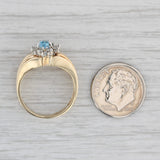 Gray 0.86ct Pear Blue Topaz Diamond Ring 14k Yellow Gold Size 7 Contoured V