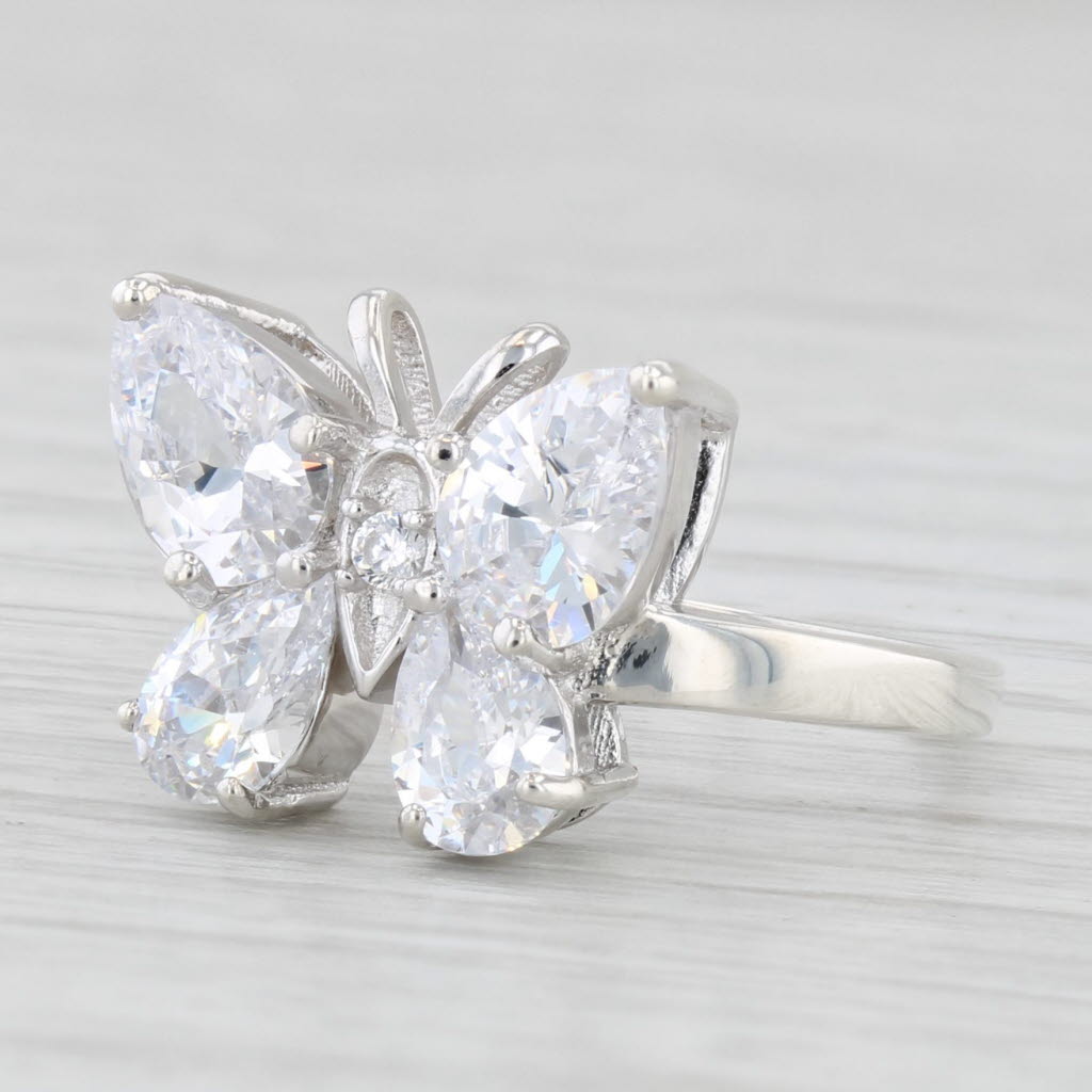 Light Gray 1.72ctw Cubic Zirconia Butterfly Ring Sterling Silver Size 5.25