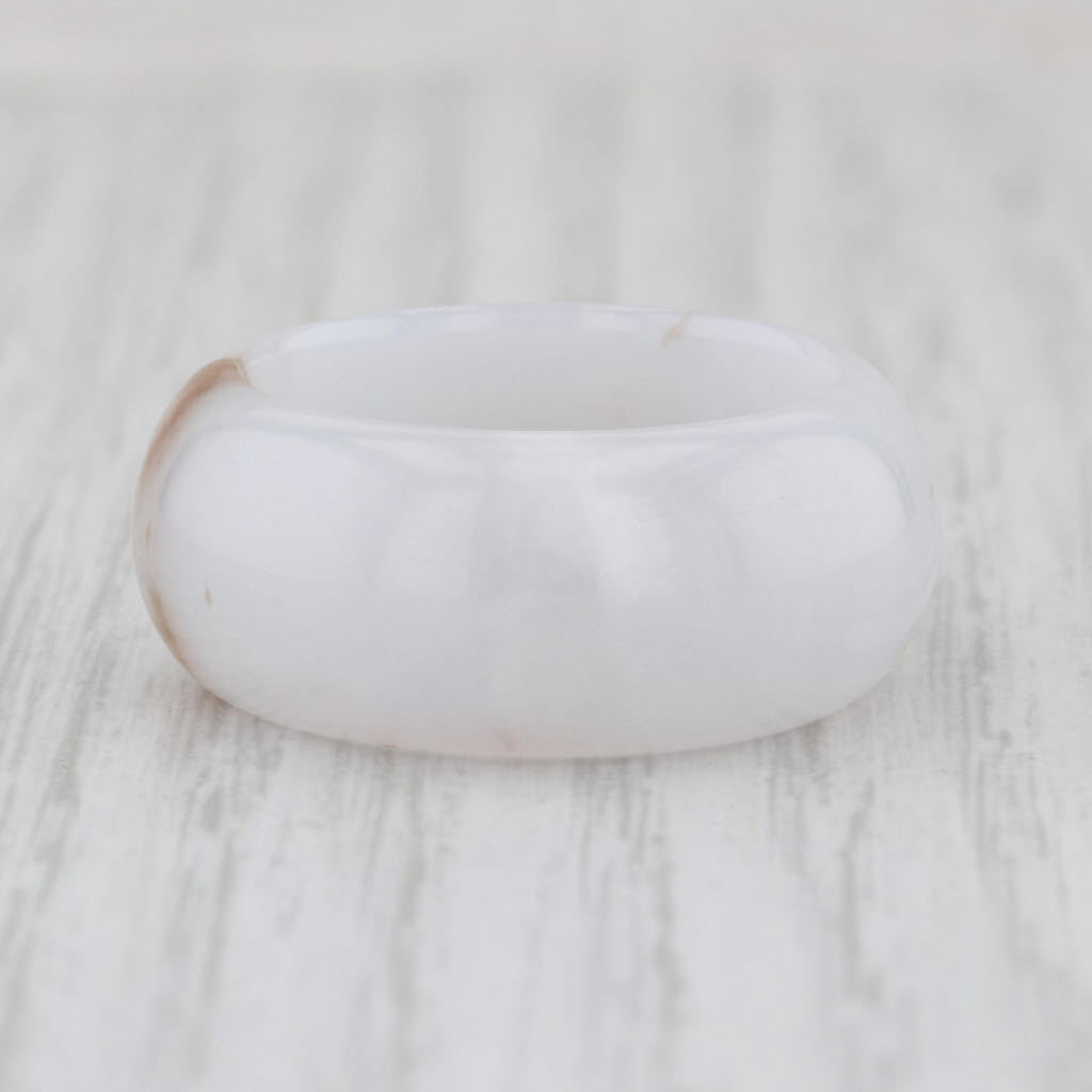 Marbled Jadeite Jade Band Ring Size 9.25 10.8mm
